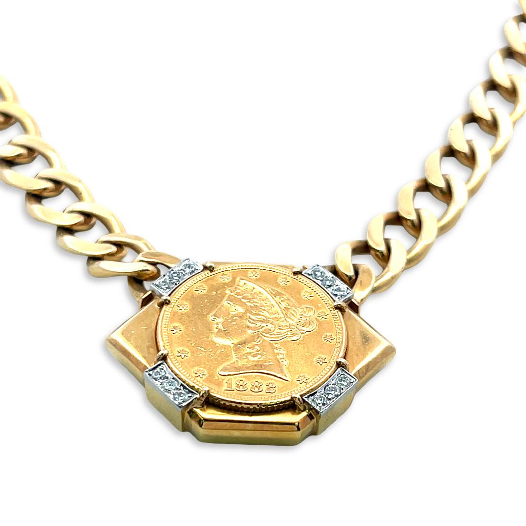 David Webb 18K YG Platinum Pendant Necklace 0.36 Carat Round F/VS Diamonds 16 IN