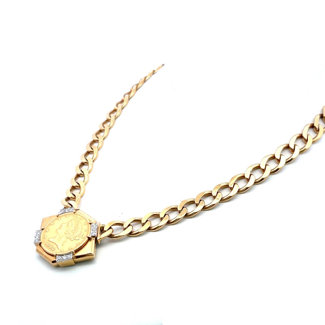 David Webb 18K YG Platinum Pendant Necklace 0.36 Carat Round F/VS Diamonds 16 IN