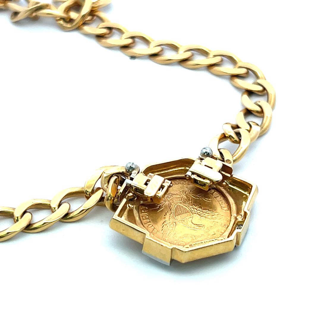 David Webb 18K YG Platinum Pendant Necklace 0.36 Carat Round F/VS Diamonds 16 IN