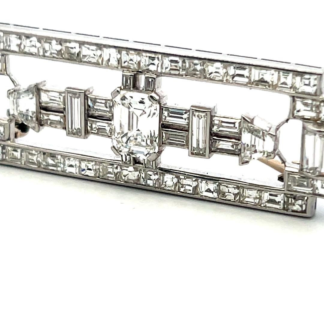 Vintage Platinum Pin Brooch with 8.8 Carat Mixed Cut F & G VS Diamonds
