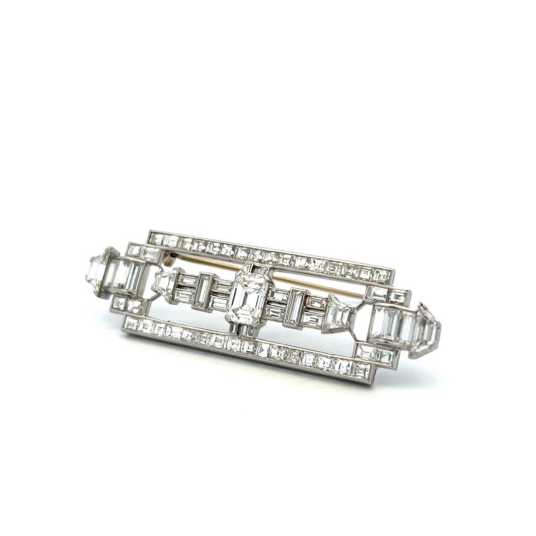 Vintage Platinum Pin Brooch with 8.8 Carat Mixed Cut F & G VS Diamonds