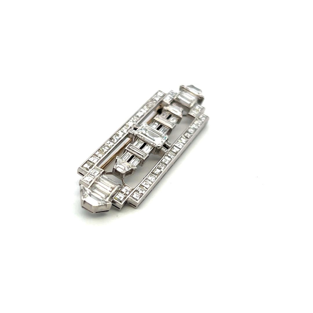 Vintage Platinum Pin Brooch with 8.8 Carat Mixed Cut F & G VS Diamonds