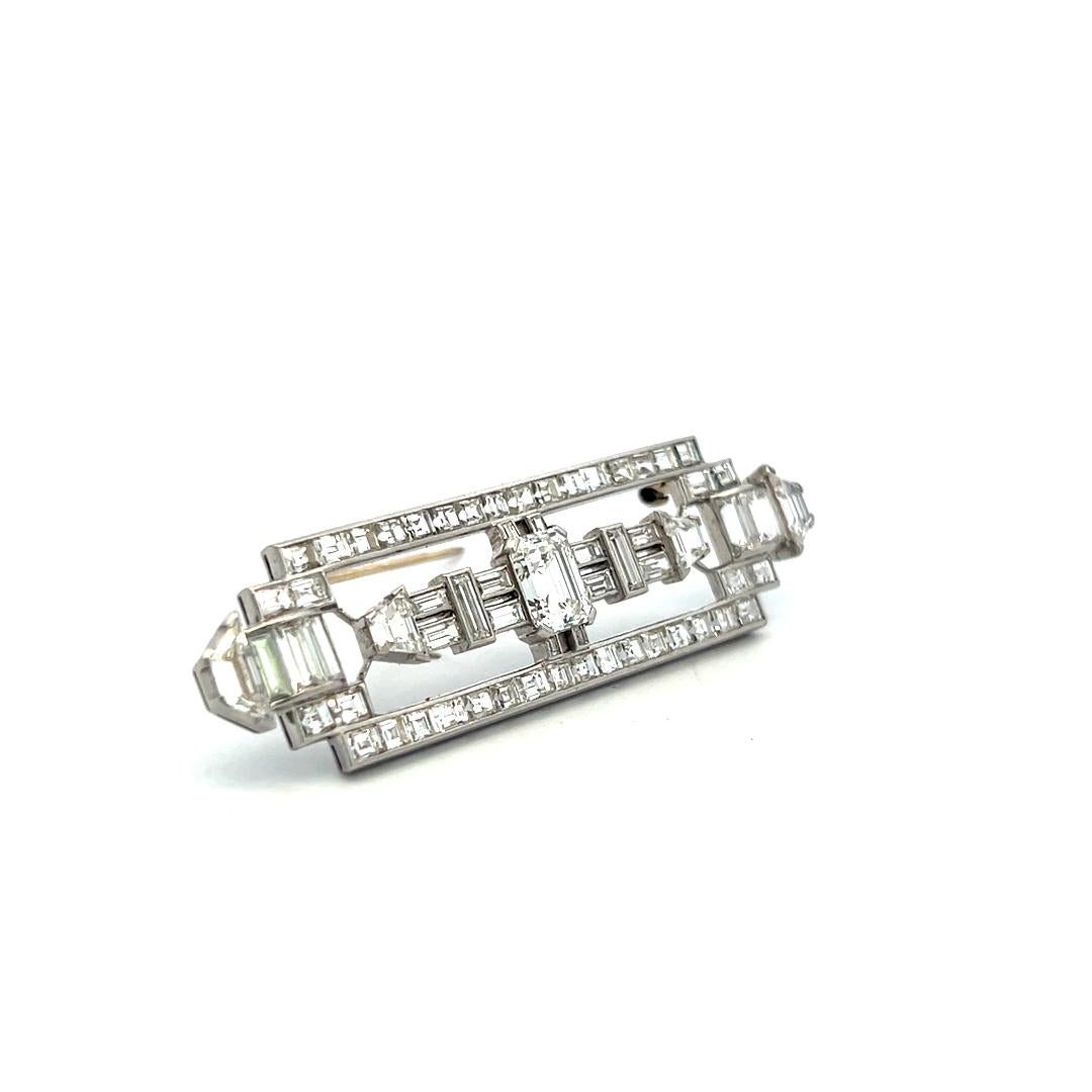 Vintage Platinum Pin Brooch with 8.8 Carat Mixed Cut F & G VS Diamonds