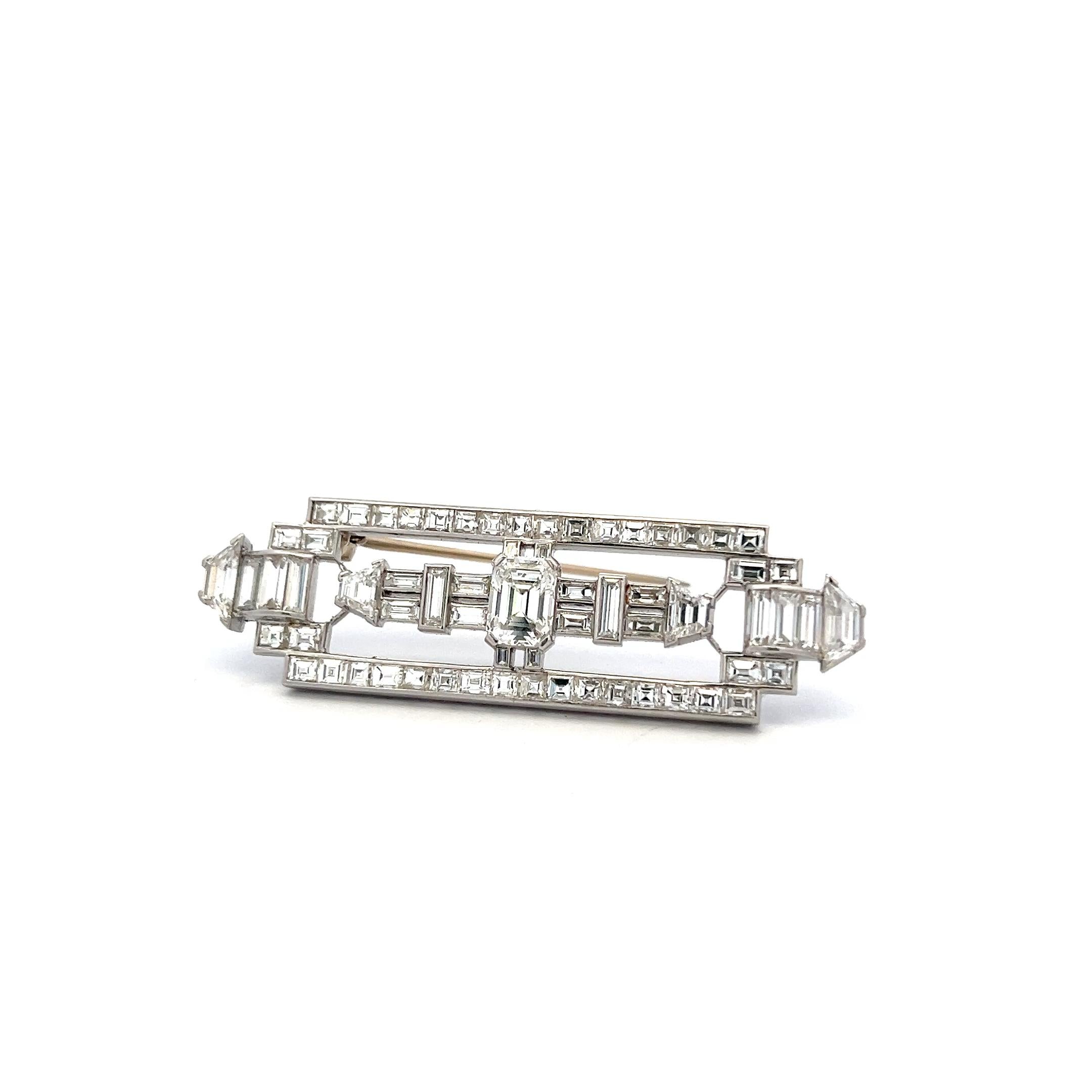 Vintage Platinum Pin Brooch with 8.8 Carat Mixed Cut F & G VS Diamonds