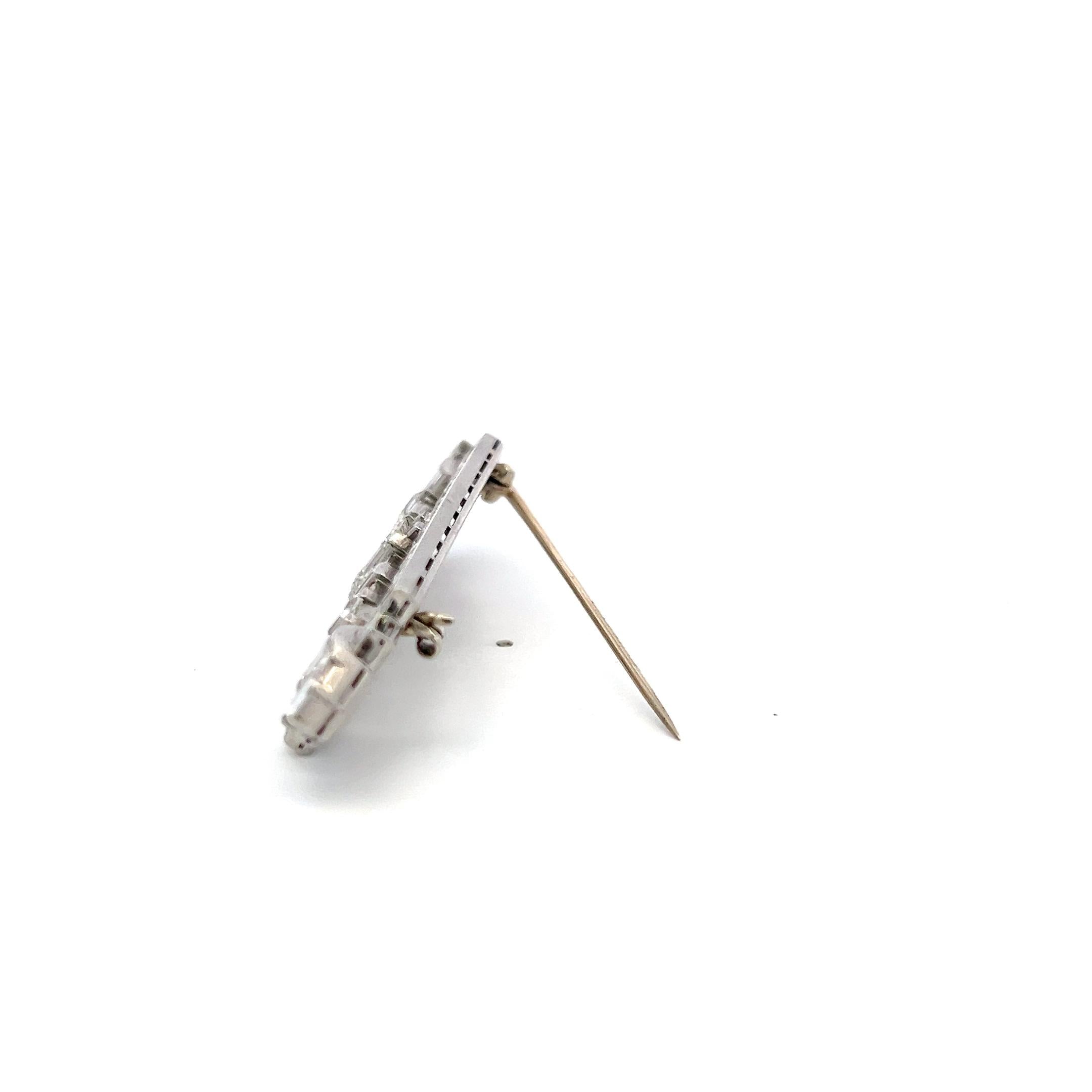 Vintage Platinum Pin Brooch with 8.8 Carat Mixed Cut F & G VS Diamonds