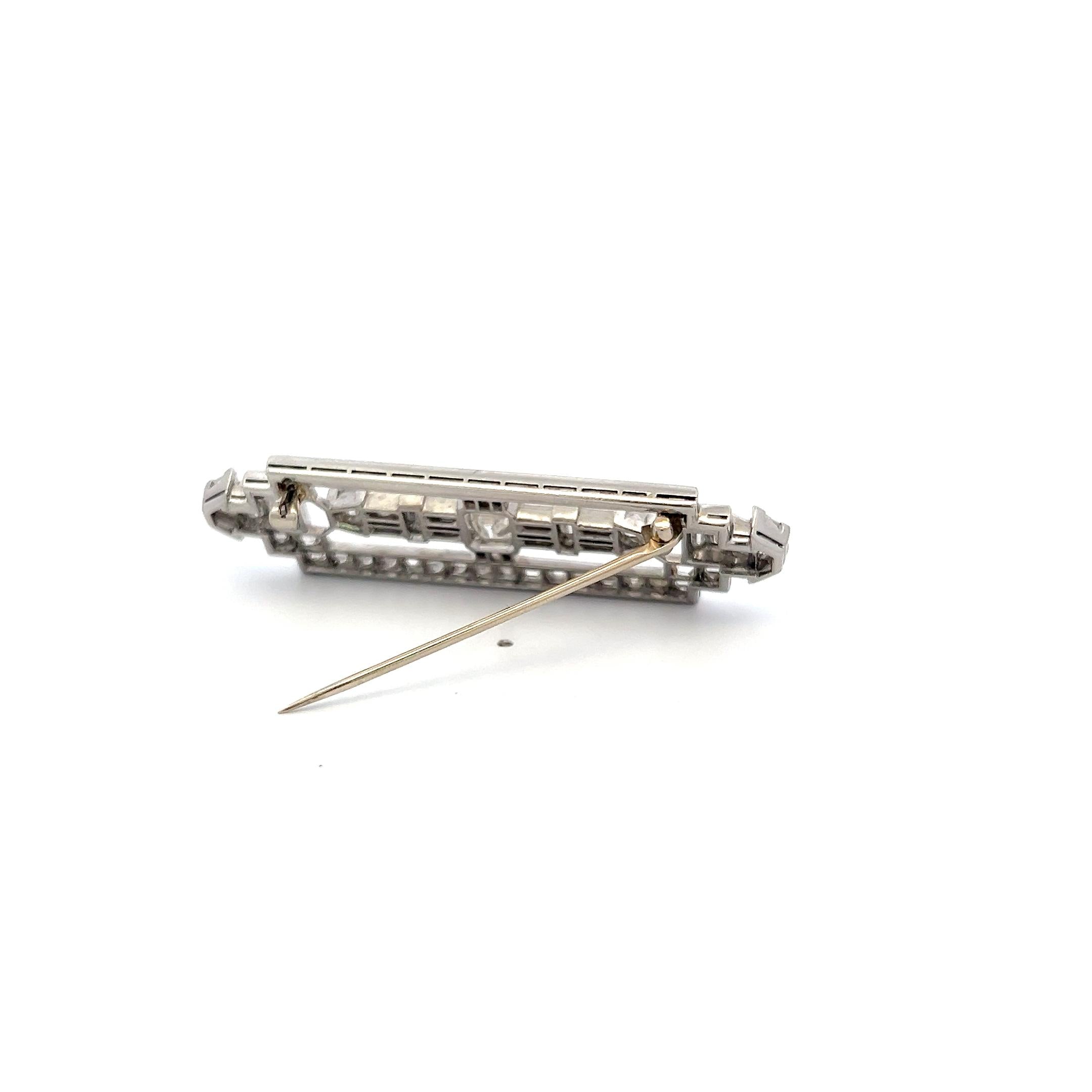 Vintage Platinum Pin Brooch with 8.8 Carat Mixed Cut F & G VS Diamonds