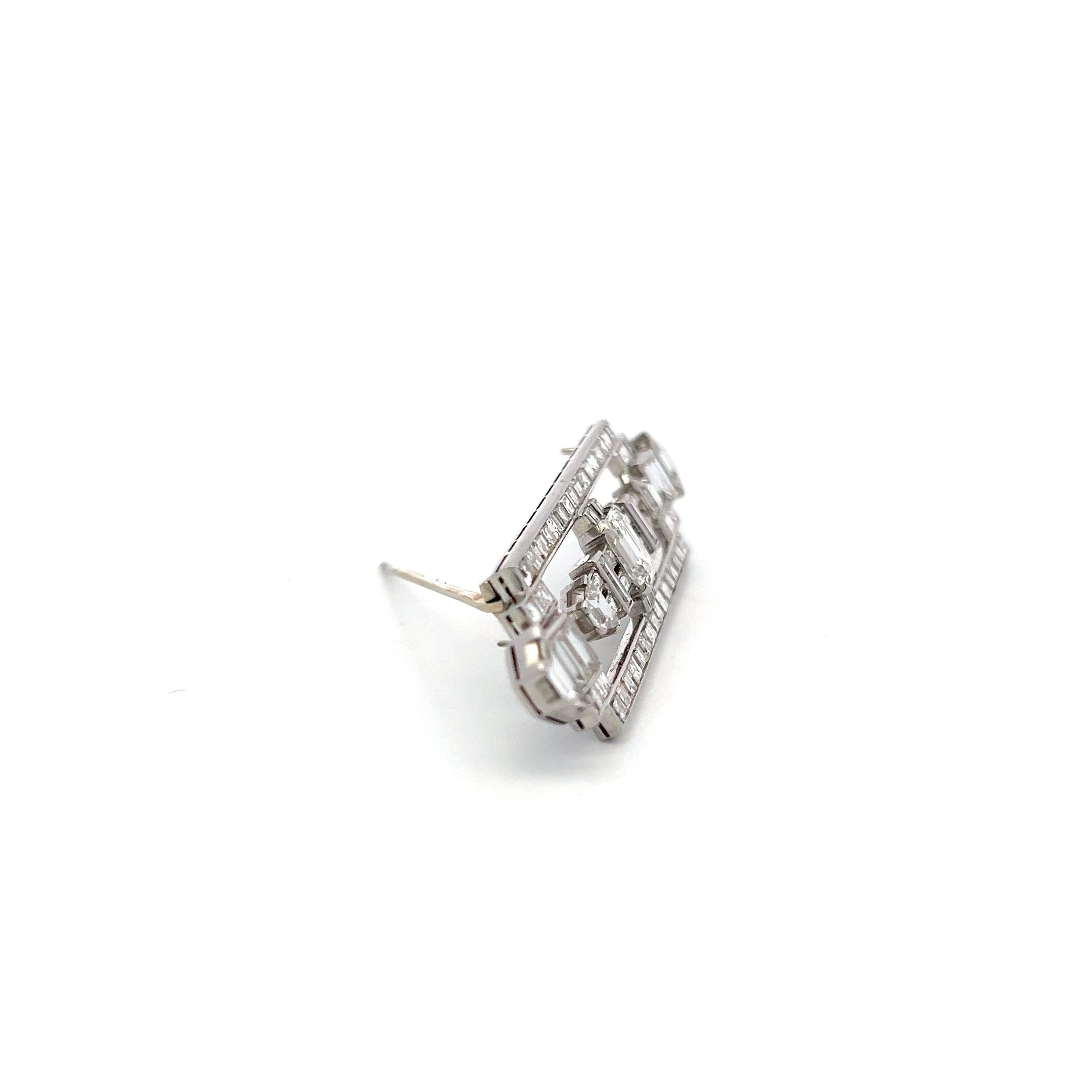 Vintage Platinum Pin Brooch with 8.8 Carat Mixed Cut F & G VS Diamonds