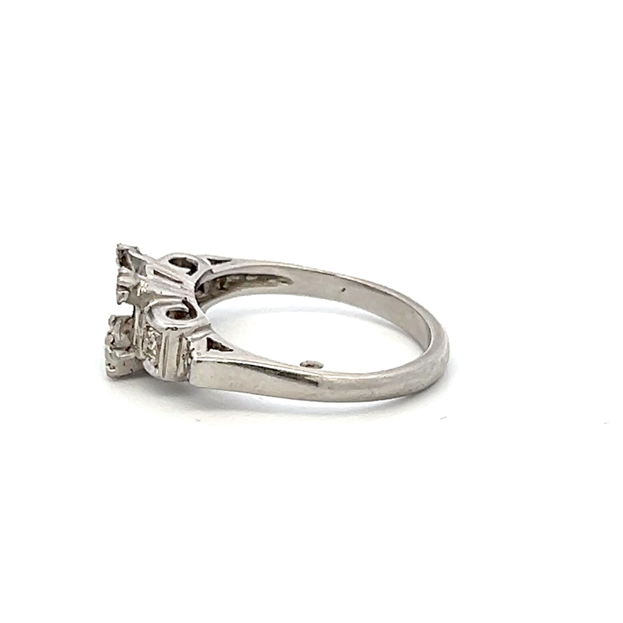 Platinum Semi Mount Ring with 0.13 Ct Old European Diamonds Fits 7.14x7.00 MM