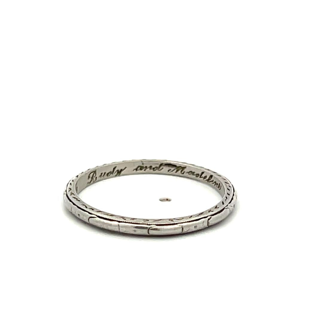 Vintage Platinum Engraved Band Ring 2.9 Grams Size 8