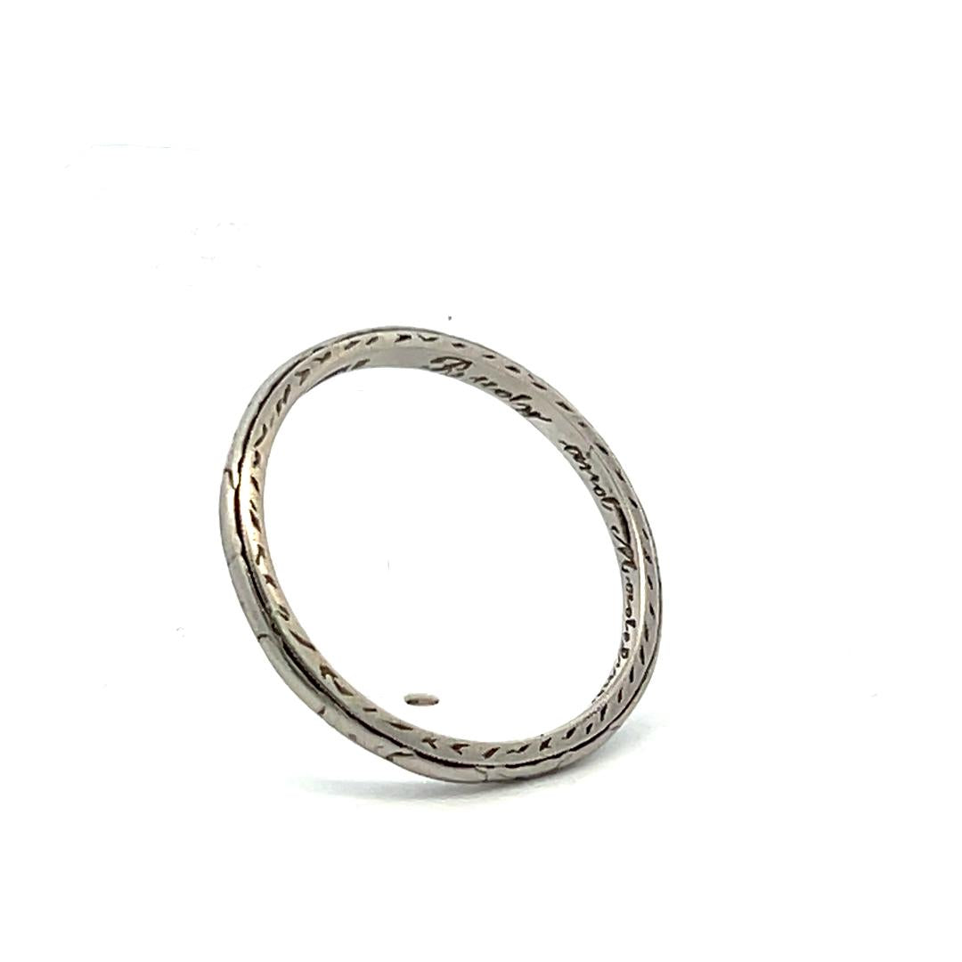 Vintage Platinum Engraved Band Ring 2.9 Grams Size 8