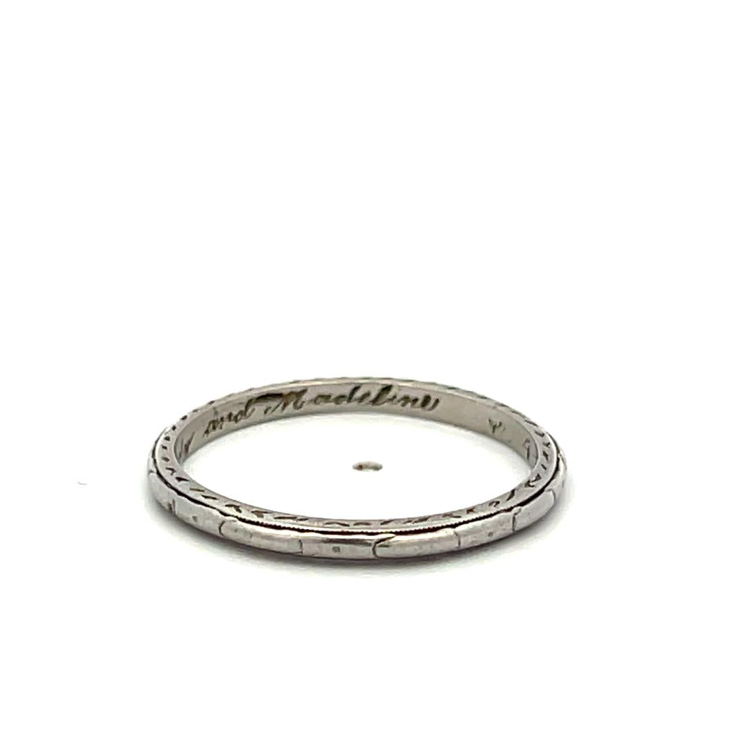 Vintage Platinum Engraved Band Ring 2.9 Grams Size 8
