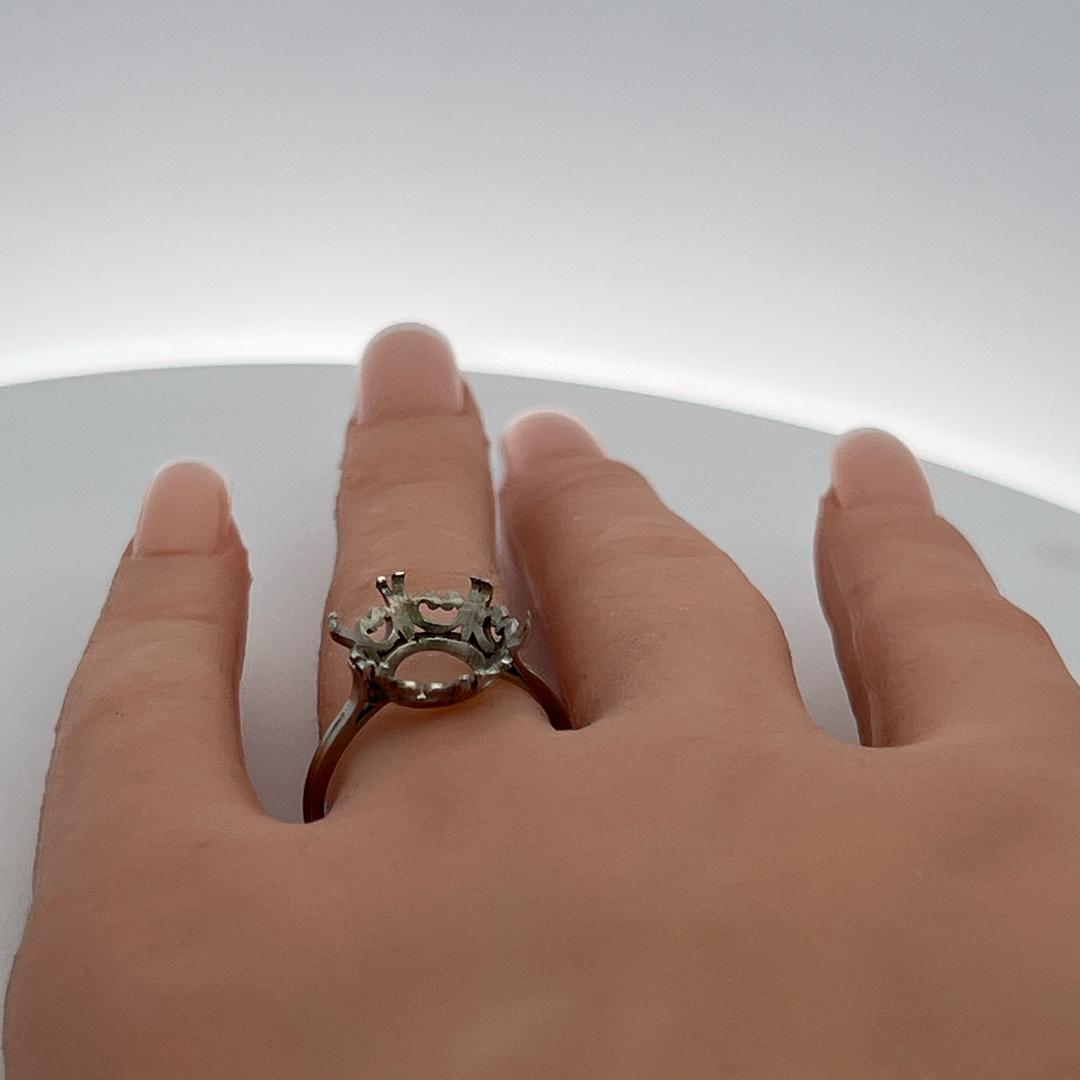 Platinum Semi Mount Ring Fits 12.7x12.5 MM Holds 7.5ct++ Center Stone Size 8.75