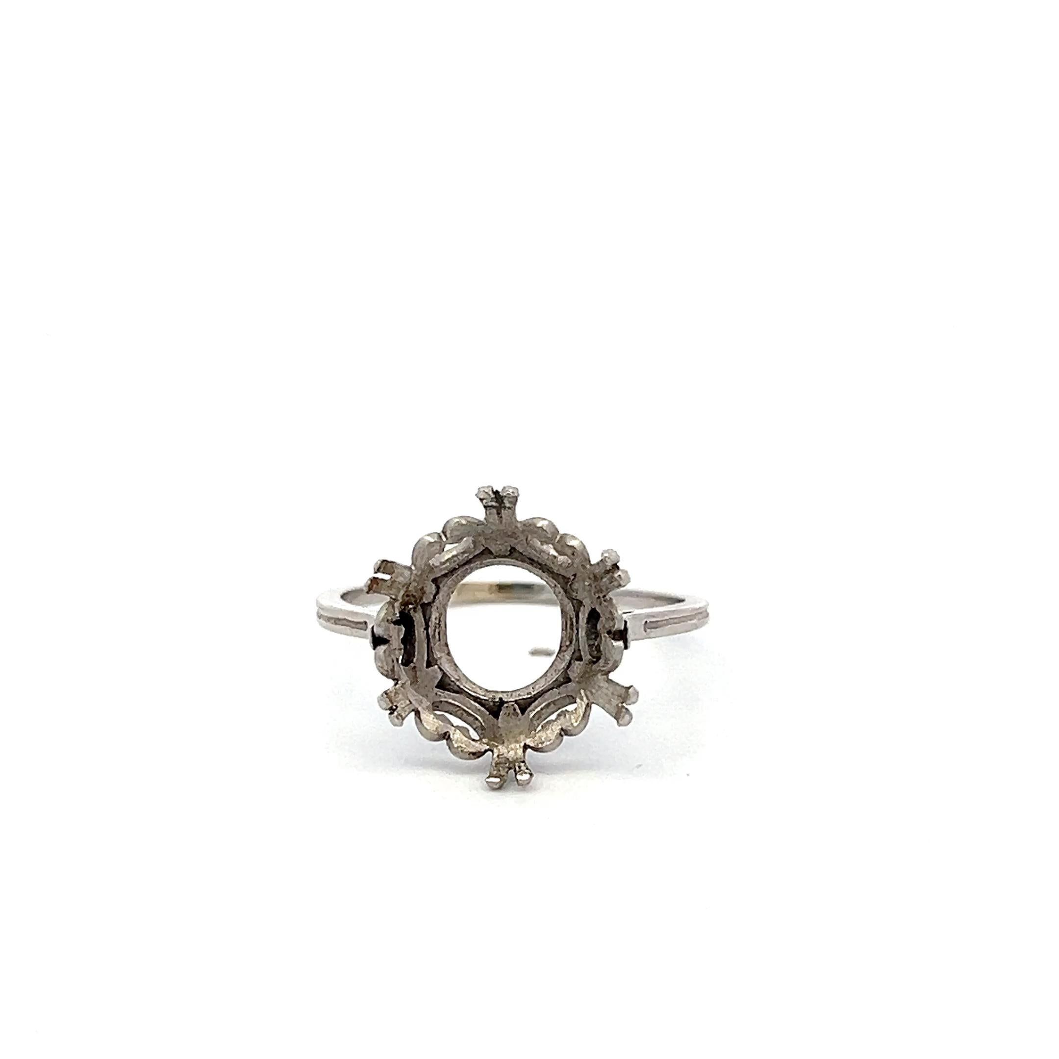 Platinum Semi Mount Ring Fits 12.7x12.5 MM Holds 7.5ct++ Center Stone Size 8.75