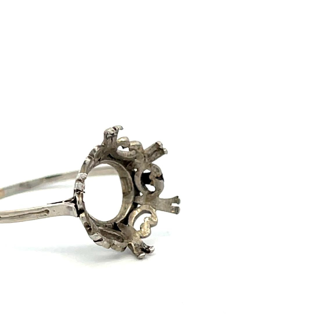 Platinum Semi Mount Ring Fits 12.7x12.5 MM Holds 7.5ct++ Center Stone Size 8.75