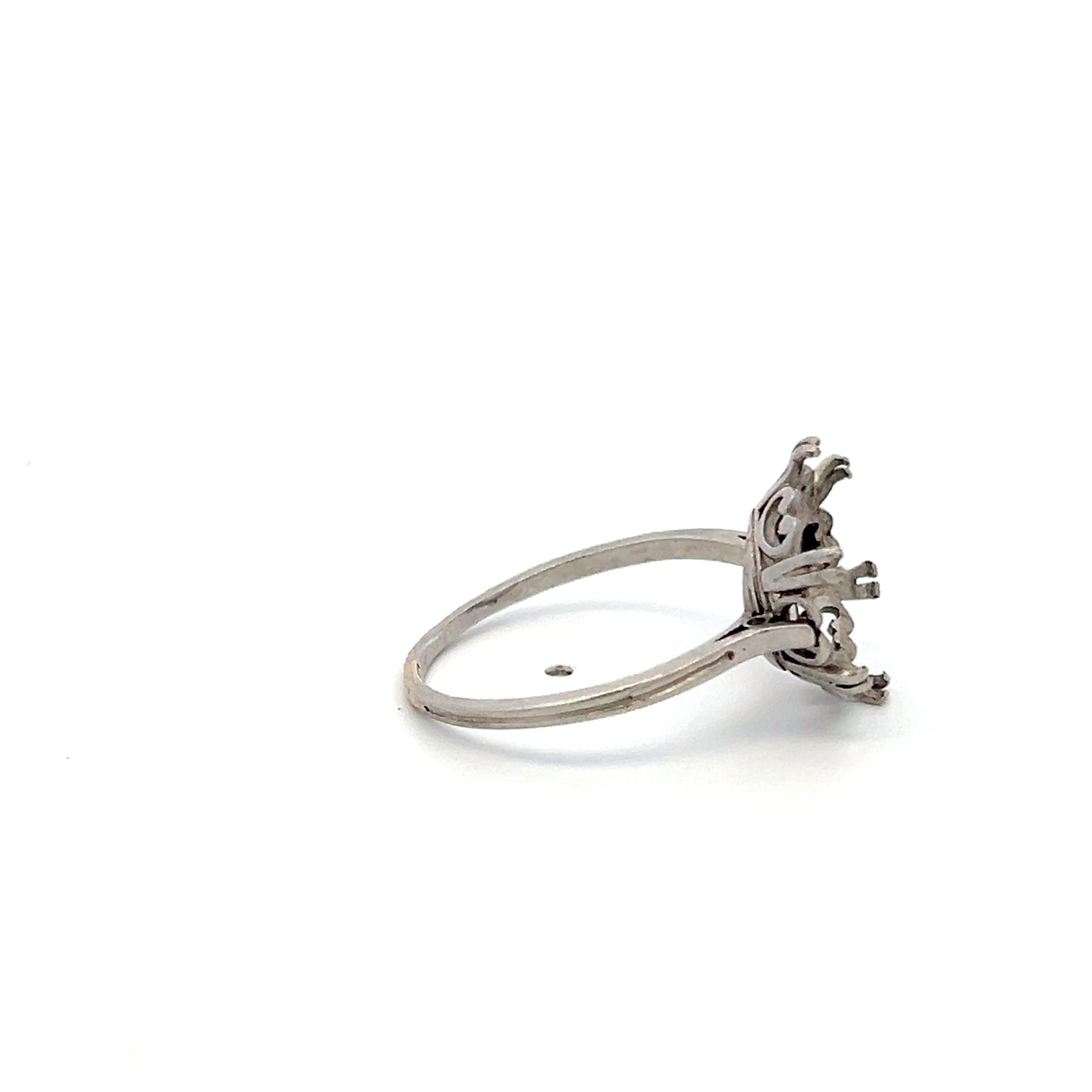 Platinum Semi Mount Ring Fits 12.7x12.5 MM Holds 7.5ct++ Center Stone Size 8.75