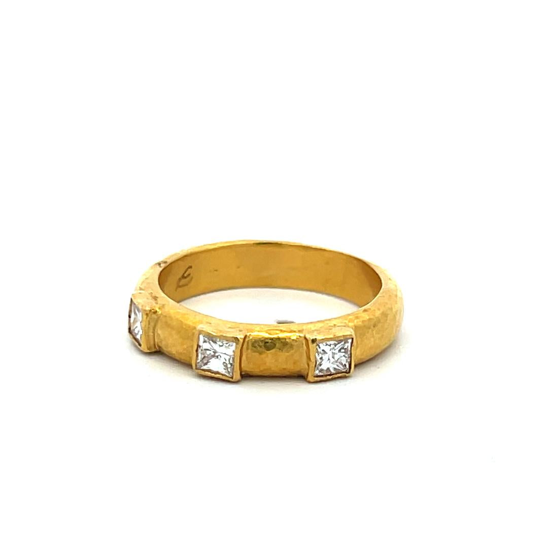 Vintage 18K YG Band Ring with 0.36 Carat Princess Cut F VS Diamonds Size 7