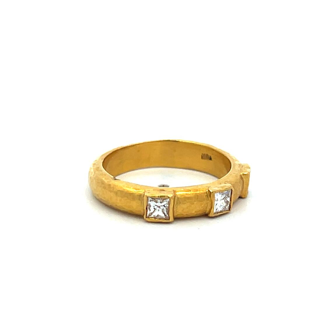 Vintage 18K YG Band Ring with 0.36 Carat Princess Cut F VS Diamonds Size 7