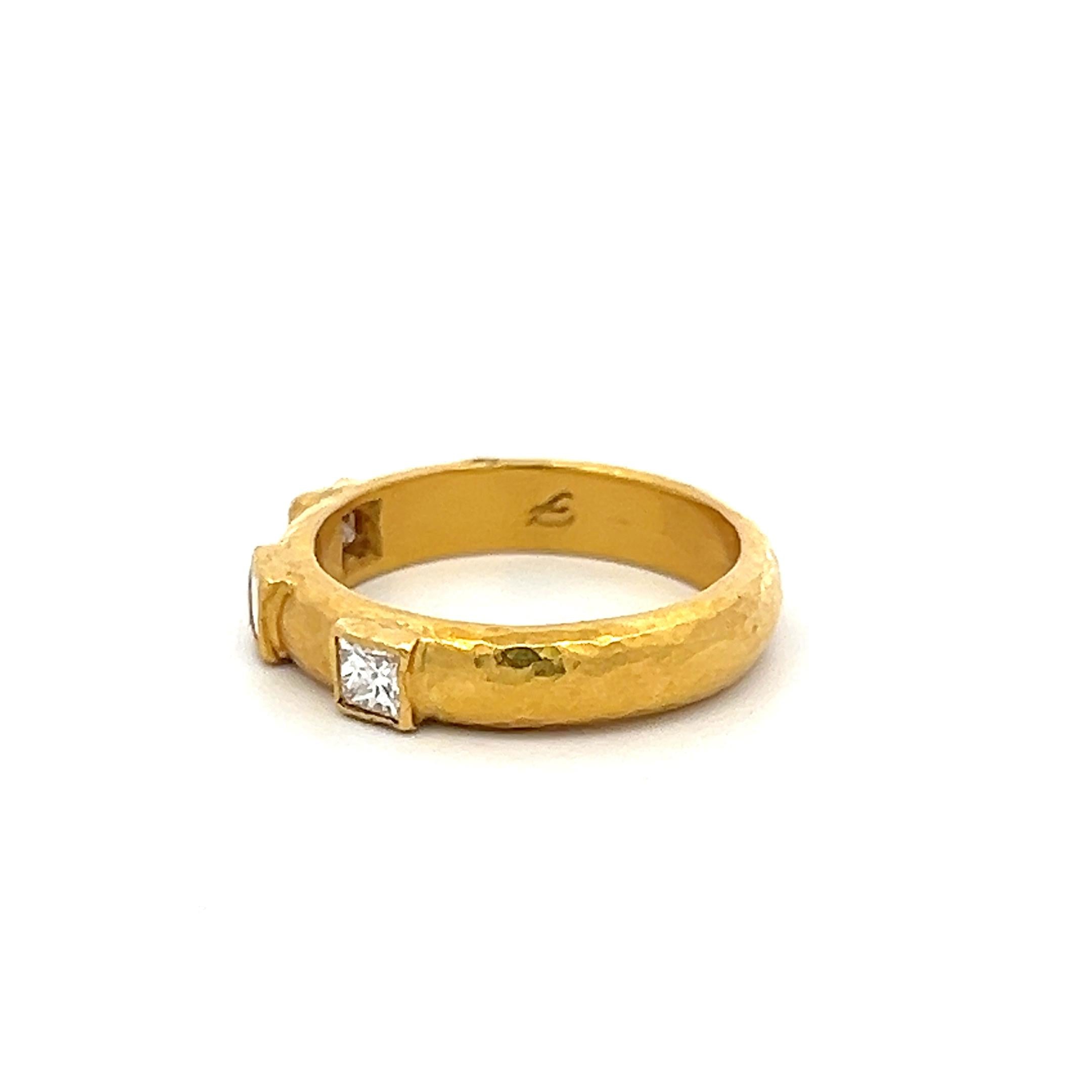 Vintage 18K YG Band Ring with 0.36 Carat Princess Cut F VS Diamonds Size 7