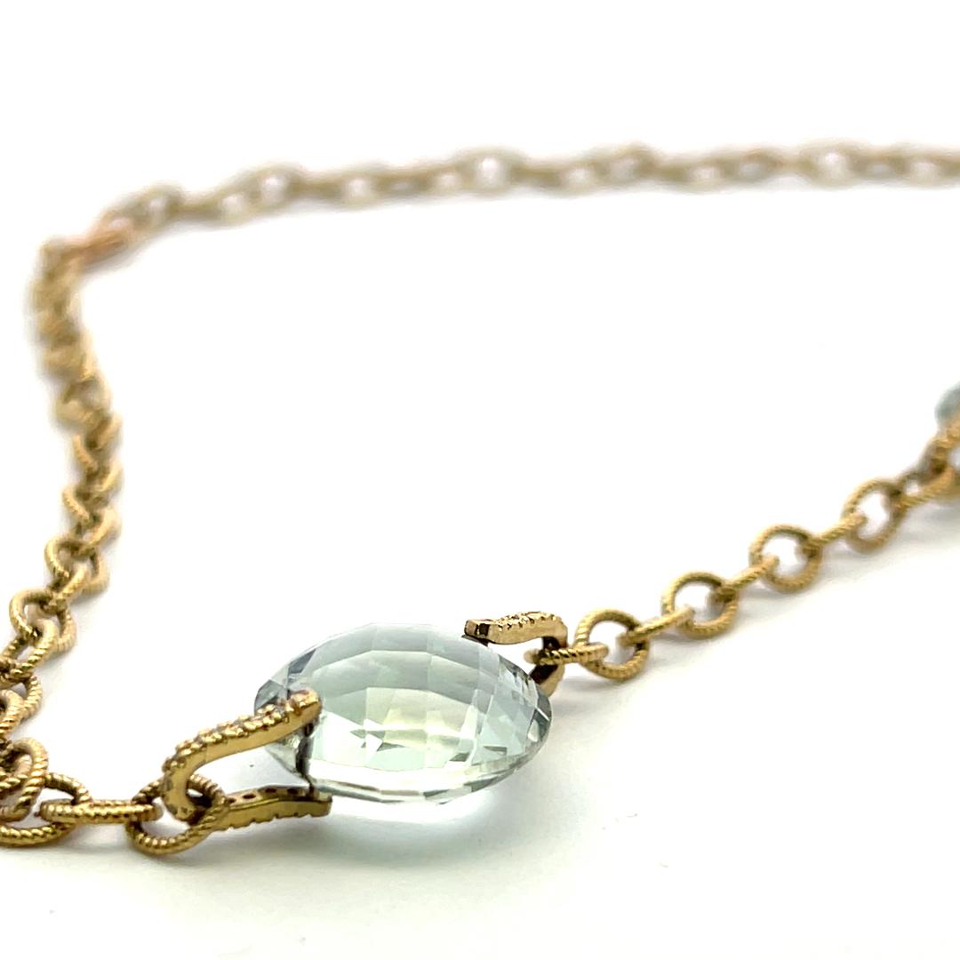Judite Ripka 14K YG Link Necklace with 0.25ct Round Diamonds & 13.6x14mm Quartz