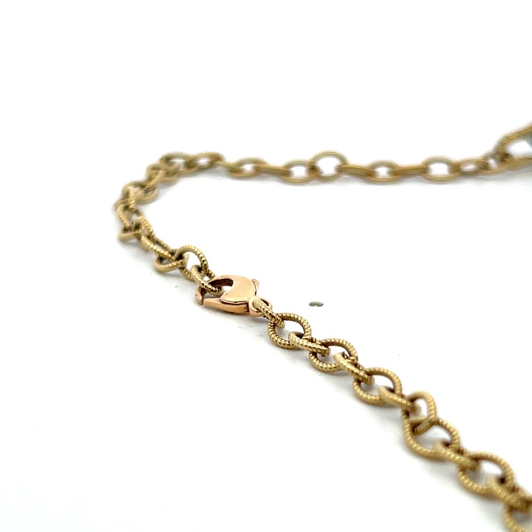 Judite Ripka 14K YG Link Necklace with 0.25ct Round Diamonds & 13.6x14mm Quartz