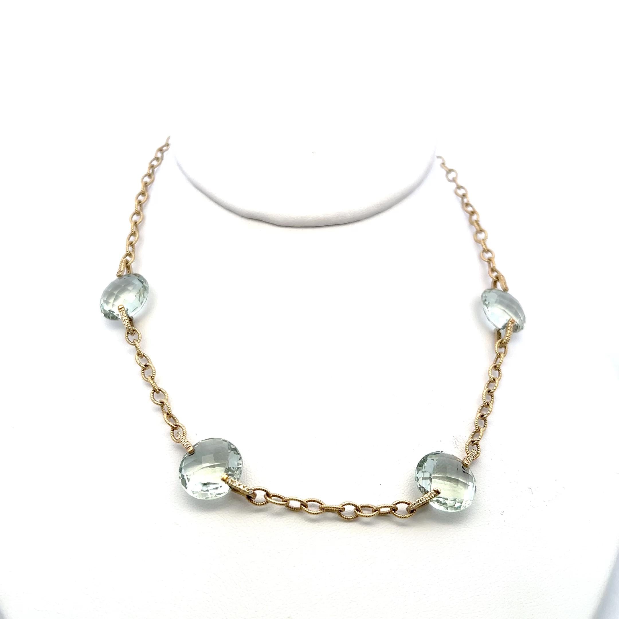 Judite Ripka 14K YG Link Necklace with 0.25ct Round Diamonds & 13.6x14mm Quartz