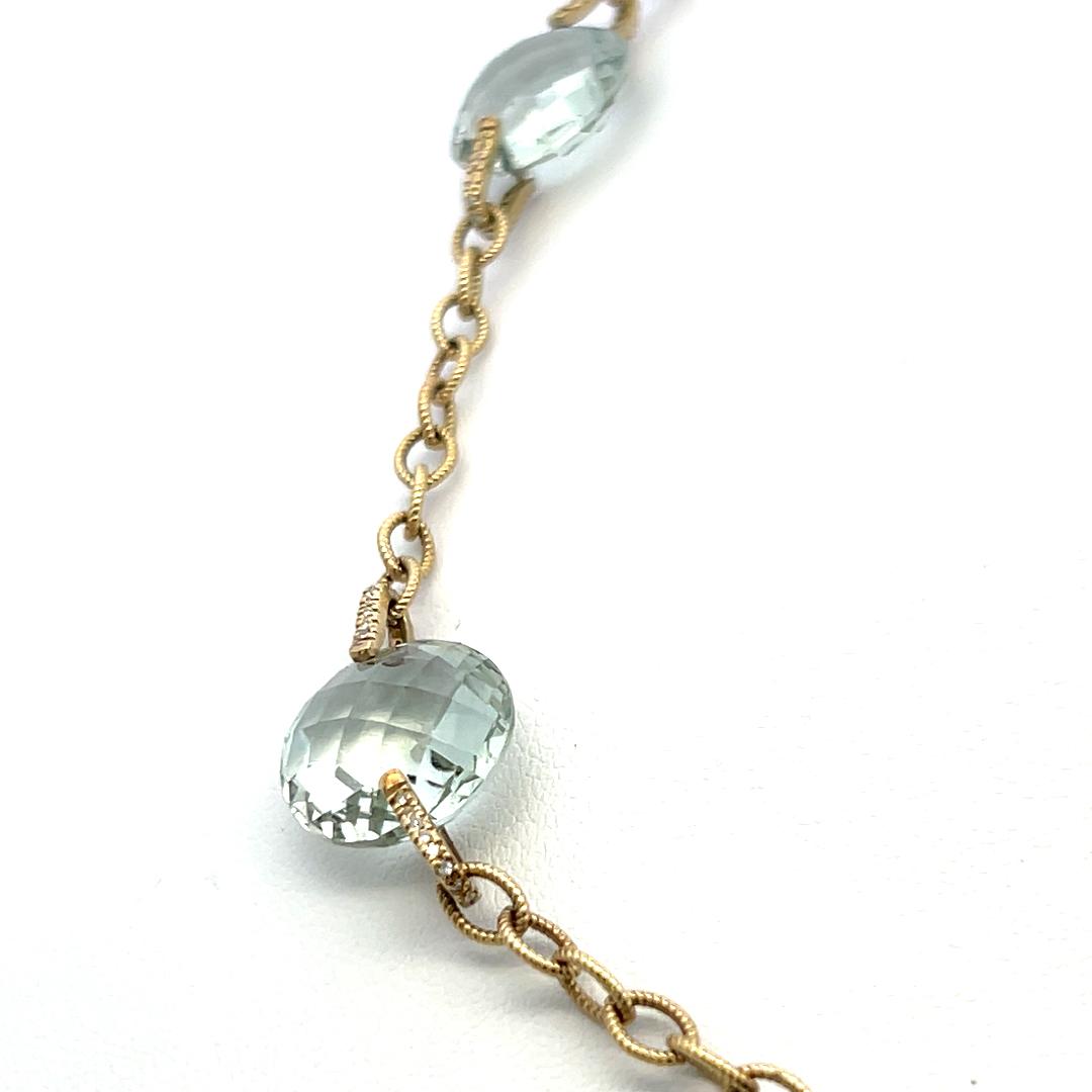 Judite Ripka 14K YG Link Necklace with 0.25ct Round Diamonds & 13.6x14mm Quartz