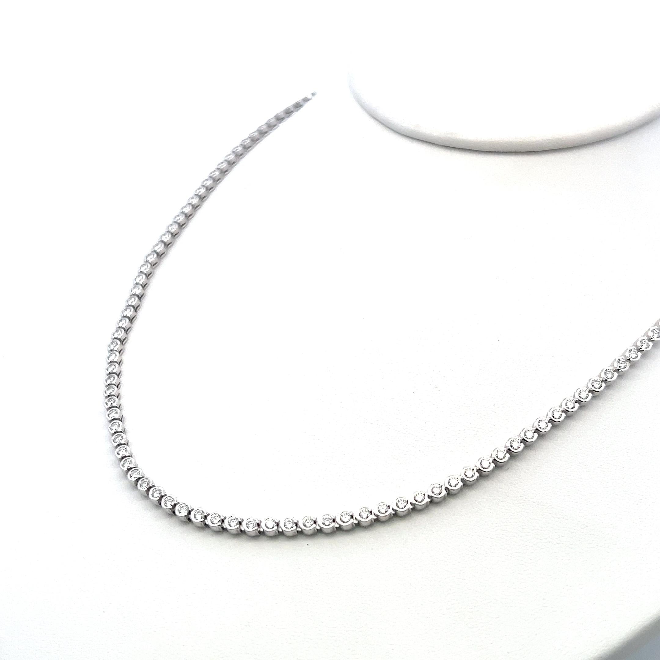 Cartier Vintage 18K White Gold Link Necklace with 3.71 Carat Round F VS Diamonds