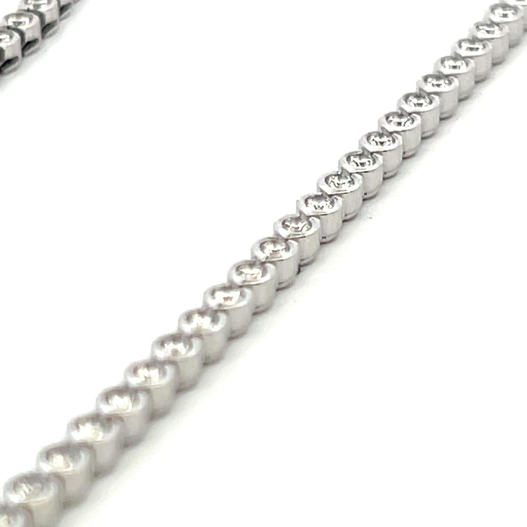 Cartier Vintage 18K White Gold Link Necklace with 3.71 Carat Round F VS Diamonds