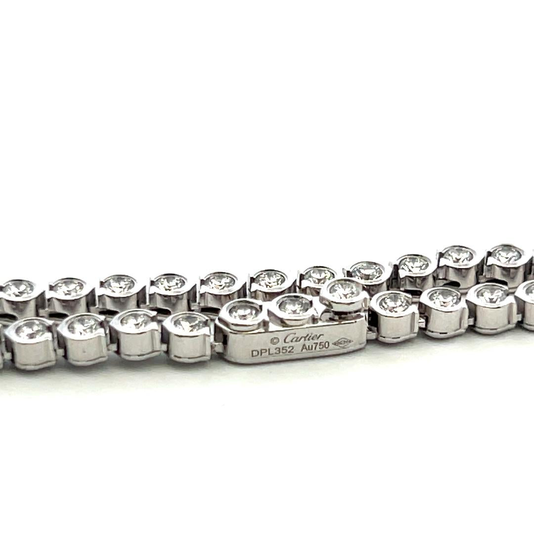Cartier Vintage 18K White Gold Link Necklace with 3.71 Carat Round F VS Diamonds