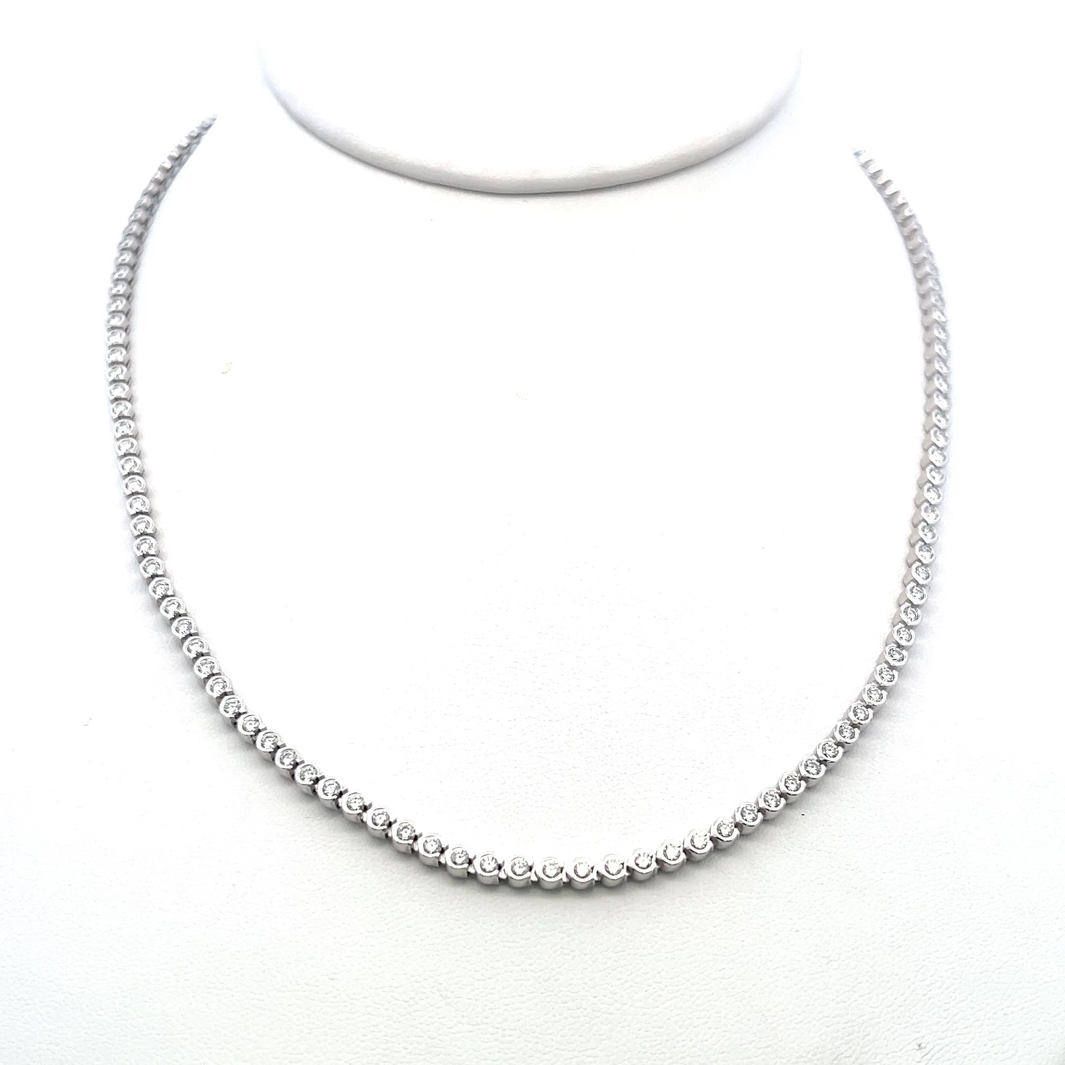 Cartier Vintage 18K White Gold Link Necklace with 3.71 Carat Round F VS Diamonds