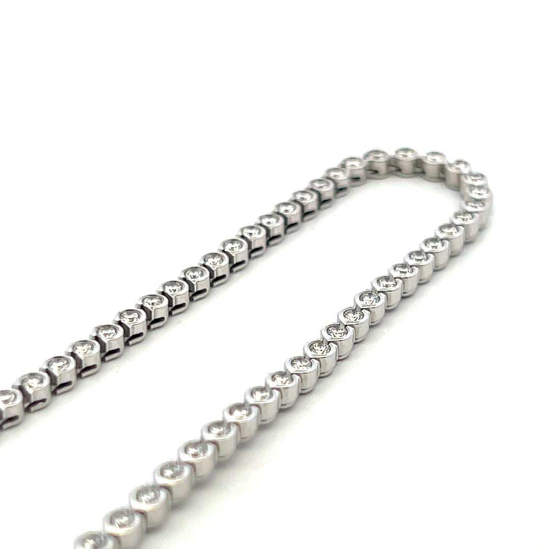 Cartier Vintage 18K White Gold Link Necklace with 3.71 Carat Round F VS Diamonds