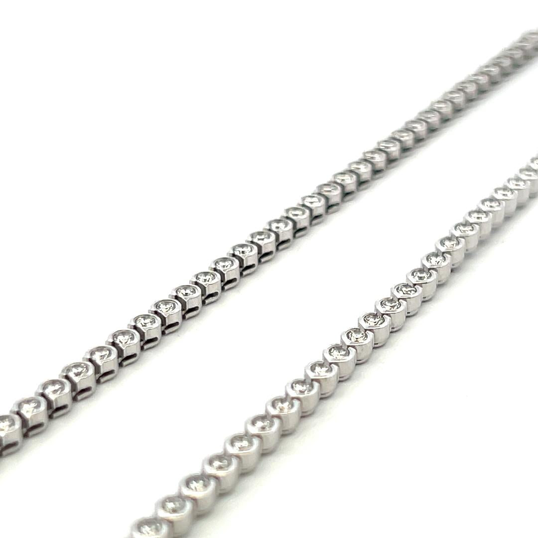 Cartier Vintage 18K White Gold Link Necklace with 3.71 Carat Round F VS Diamonds