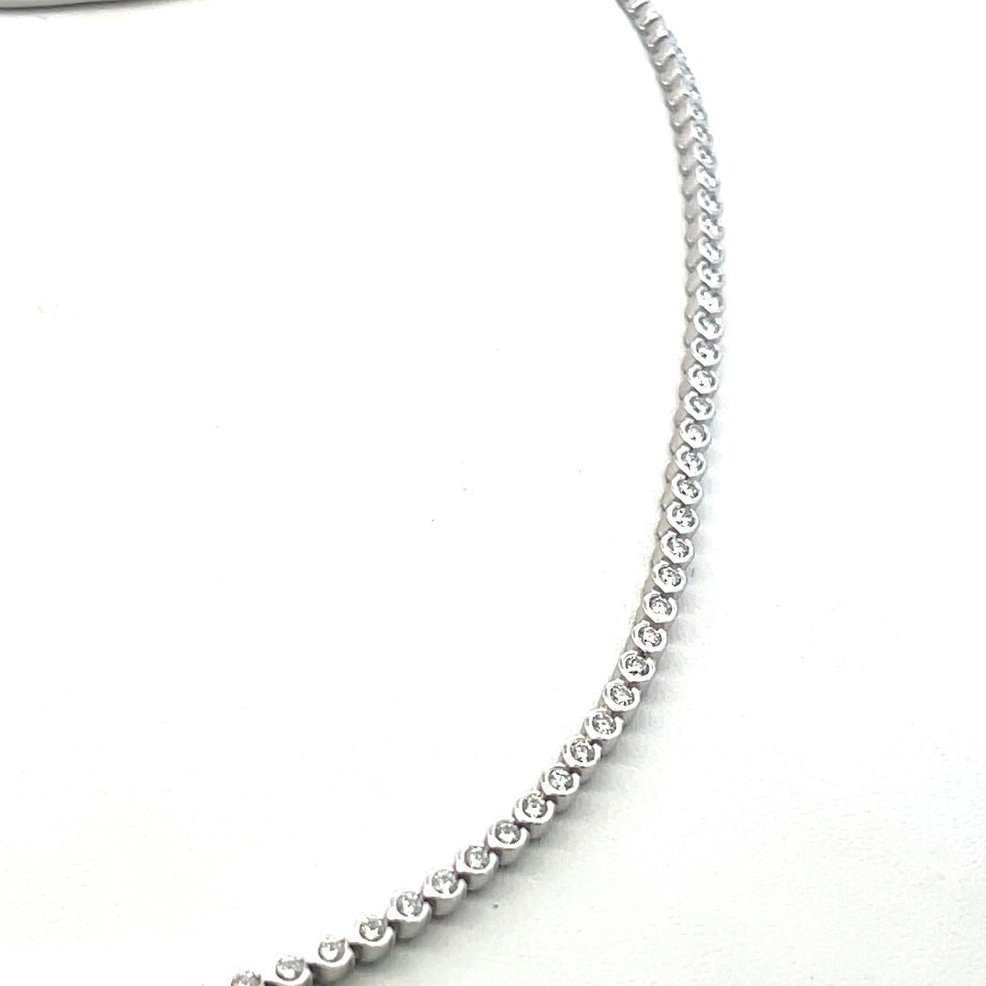 Cartier Vintage 18K White Gold Link Necklace with 3.71 Carat Round F VS Diamonds