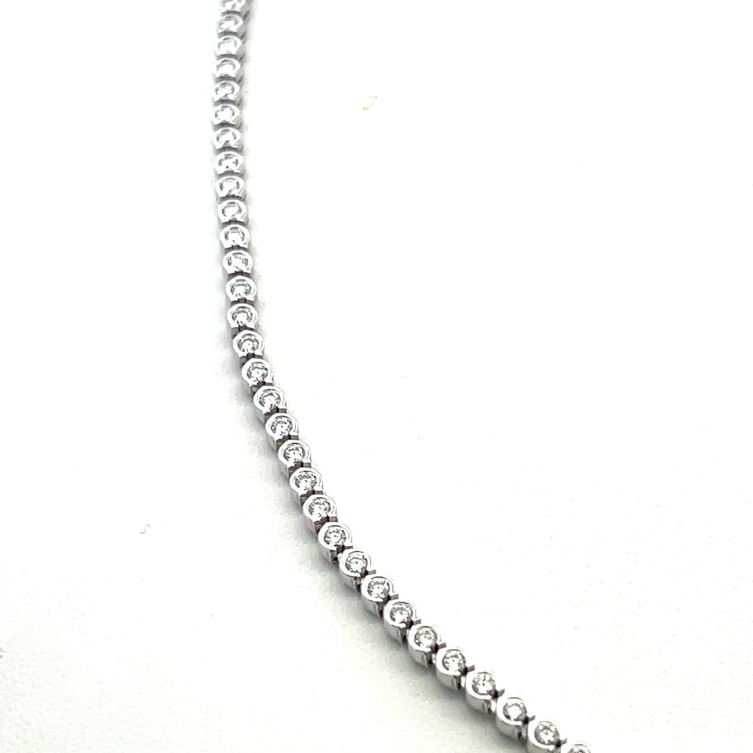 Cartier Vintage 18K White Gold Link Necklace with 3.71 Carat Round F VS Diamonds