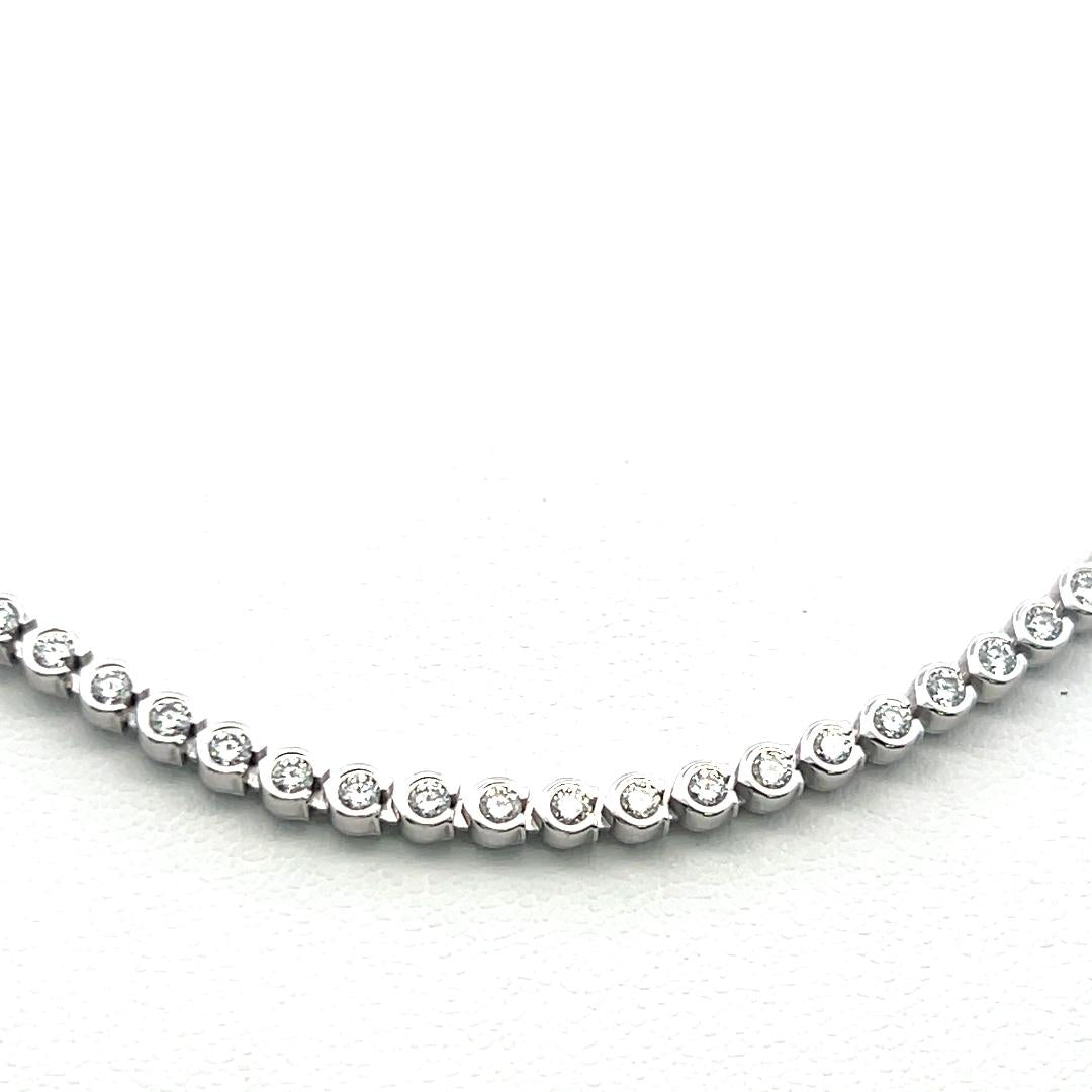 Cartier Vintage 18K White Gold Link Necklace with 3.71 Carat Round F VS Diamonds