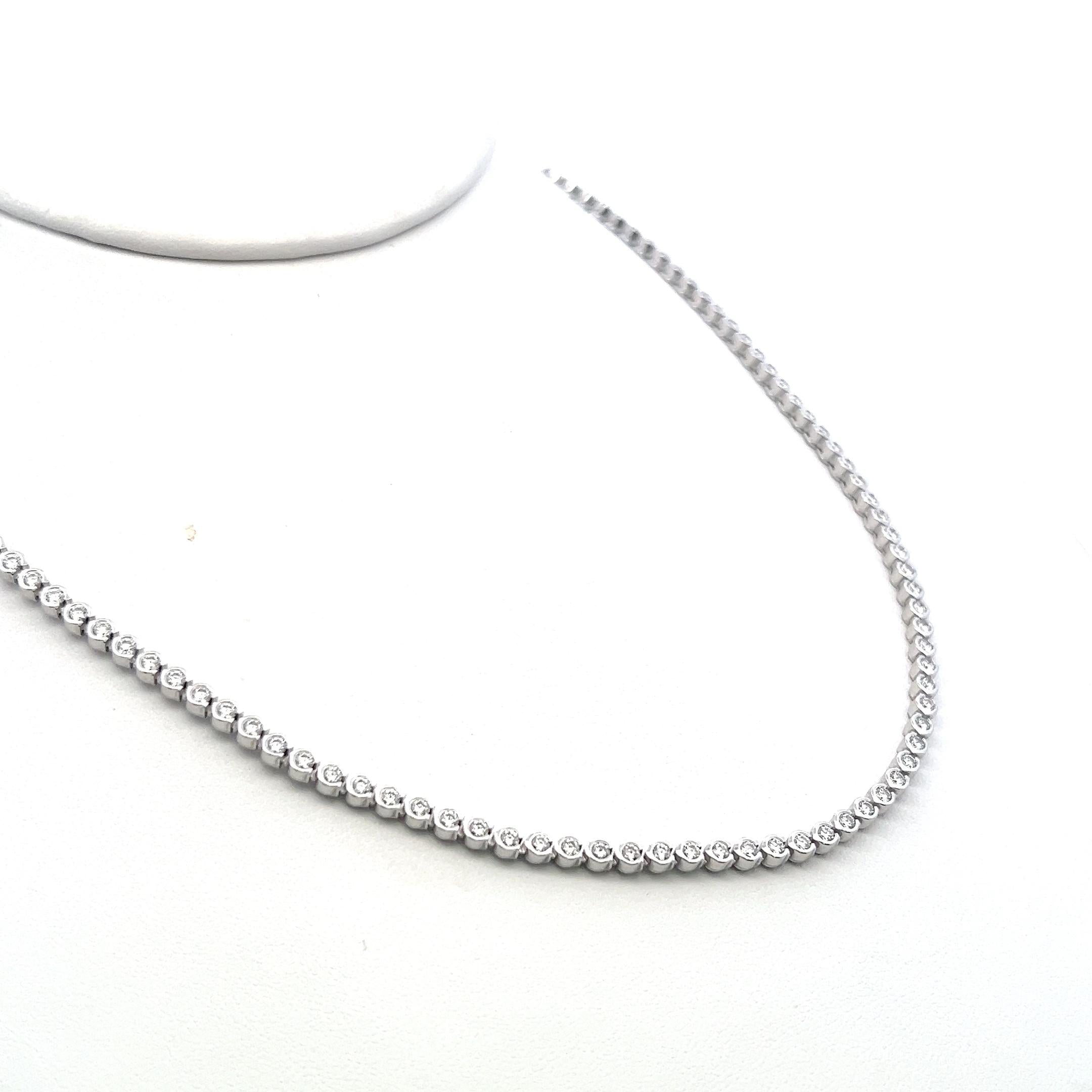 Cartier Vintage 18K White Gold Link Necklace with 3.71 Carat Round F VS Diamonds
