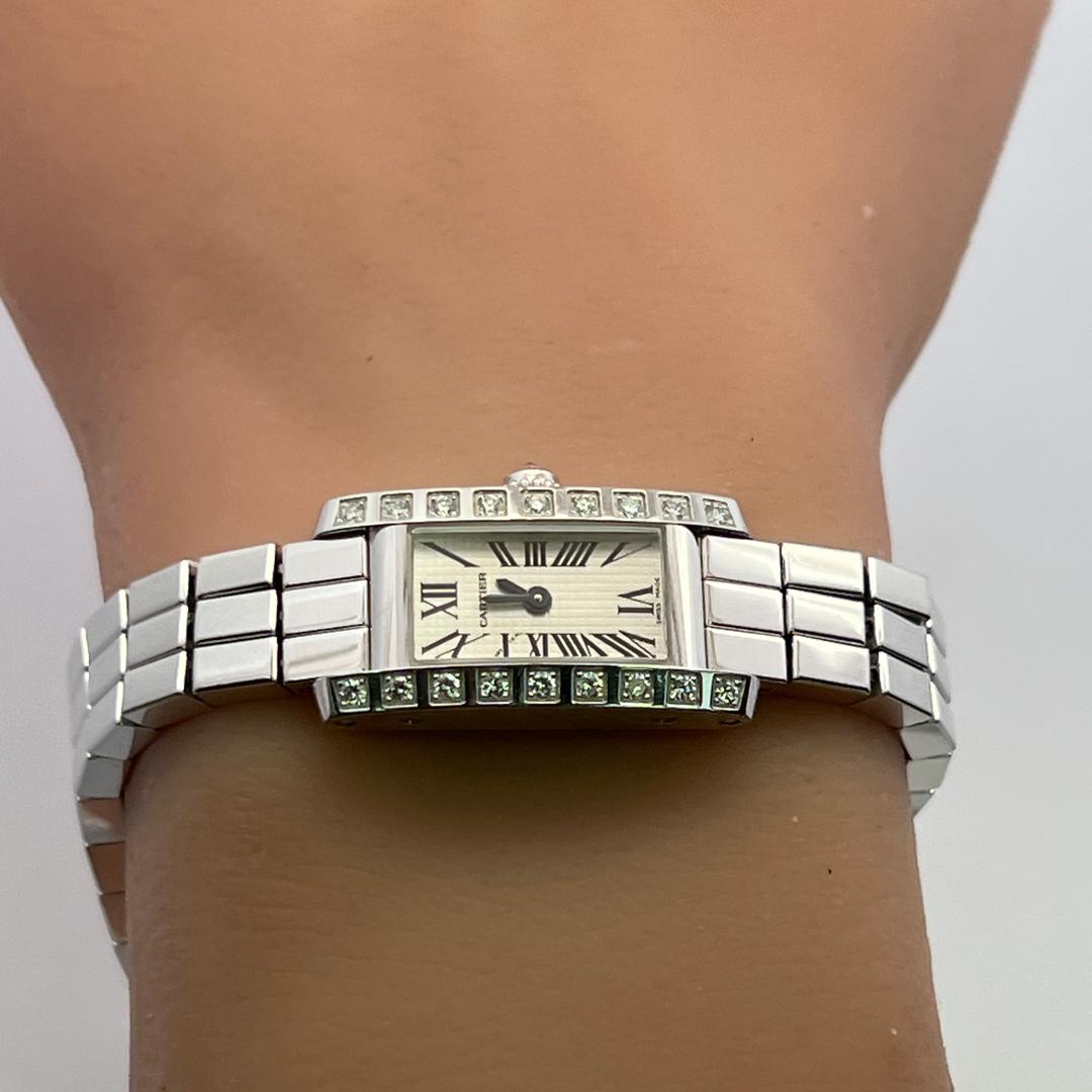 Cartier Vintage 18K White Gold Wrist Watch with 0.36 Carat Round G VS Diamonds