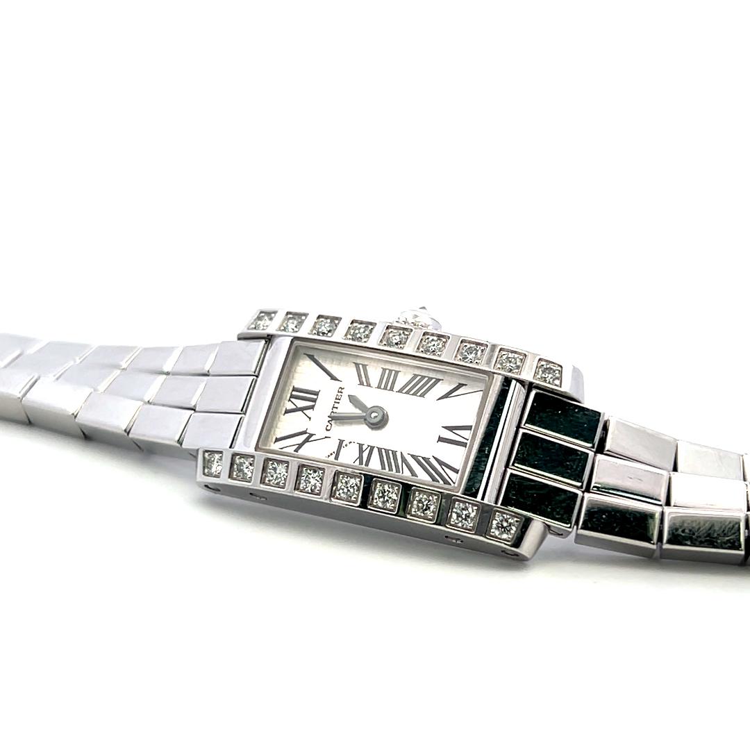 Cartier Vintage 18K White Gold Wrist Watch with 0.36 Carat Round G VS Diamonds