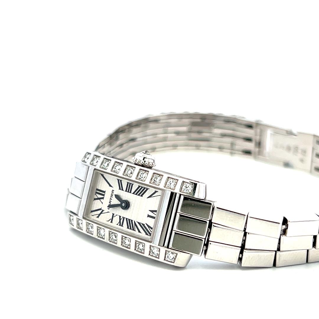 Cartier Vintage 18K White Gold Wrist Watch with 0.36 Carat Round G VS Diamonds