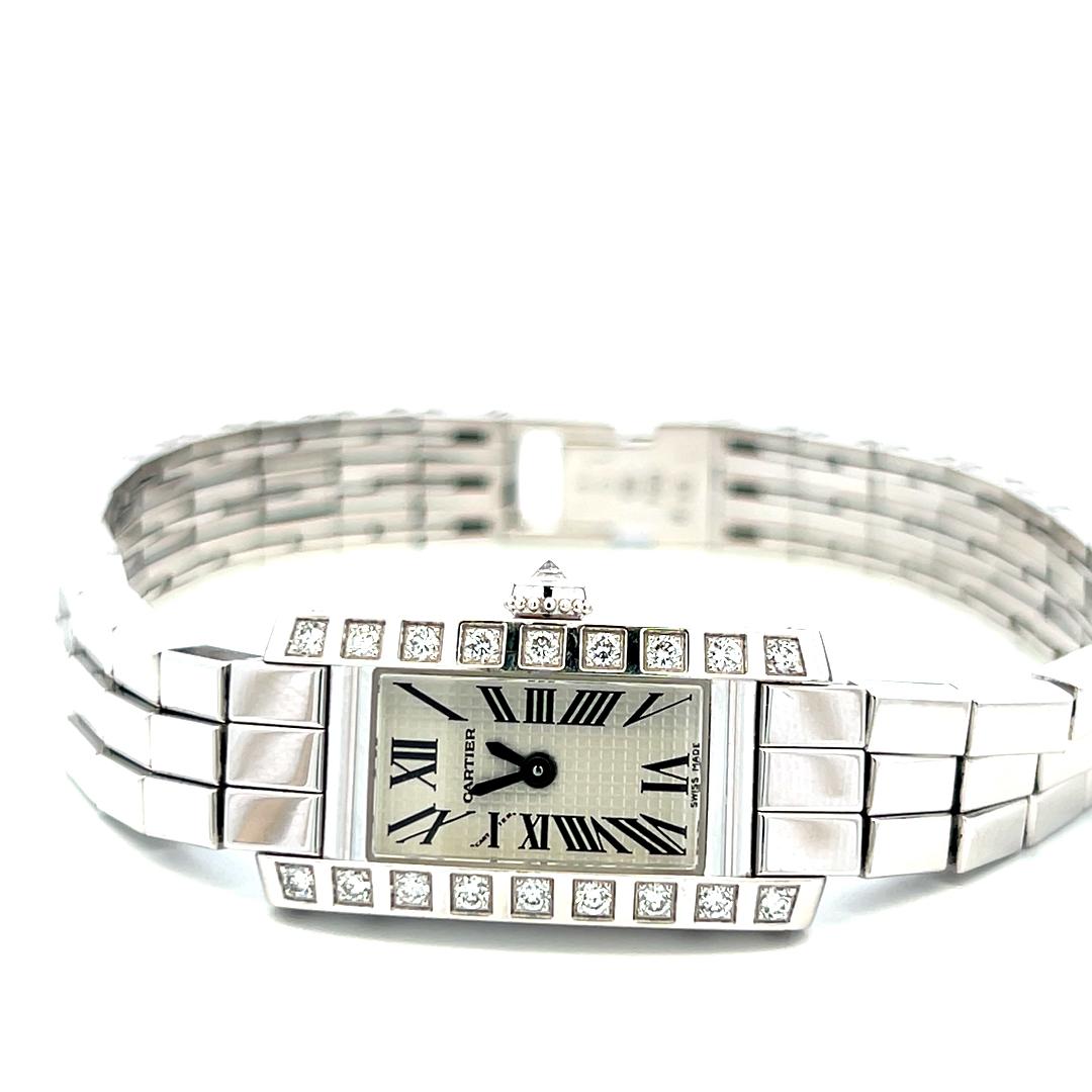 Cartier Vintage 18K White Gold Wrist Watch with 0.36 Carat Round G VS Diamonds