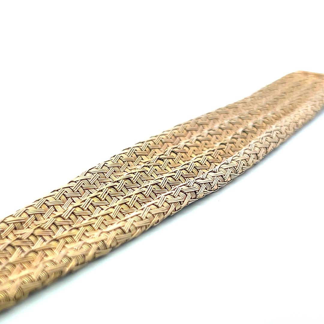 Vintage 18 Karat Yellow Gold Wide Woven Bracelet 60 Grams