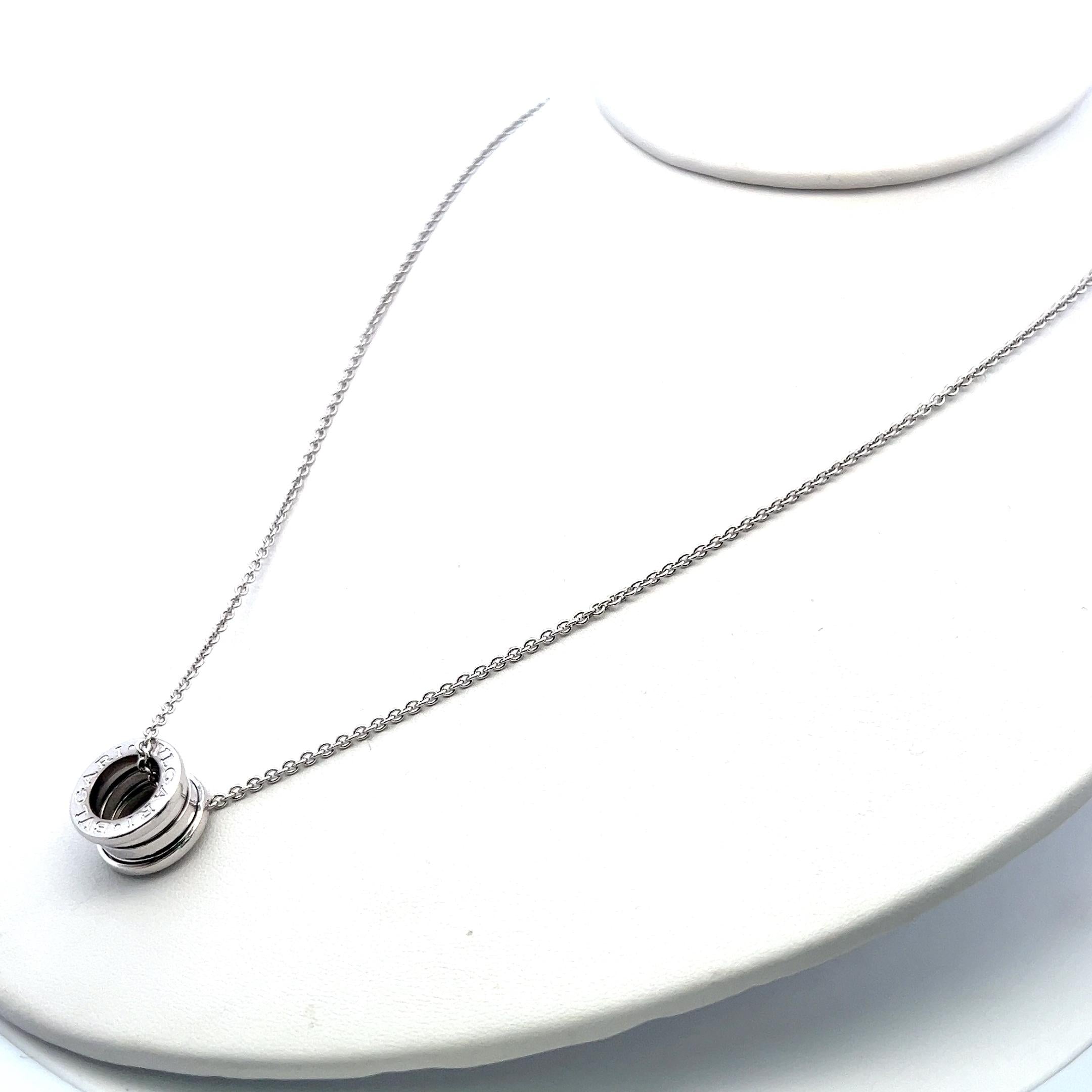 Bvlgari Vintage 18K White Gold Pendant Necklace 14.3 Grams with Certificate