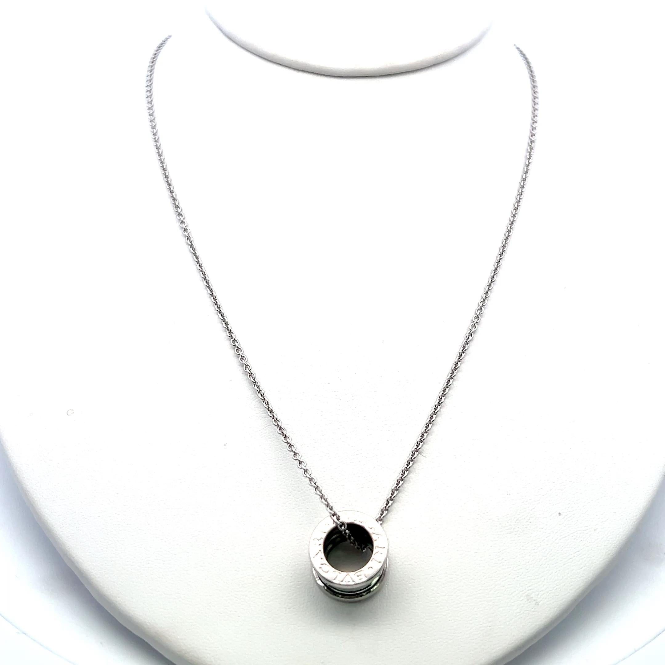 Bvlgari Vintage 18K White Gold Pendant Necklace 14.3 Grams with Certificate