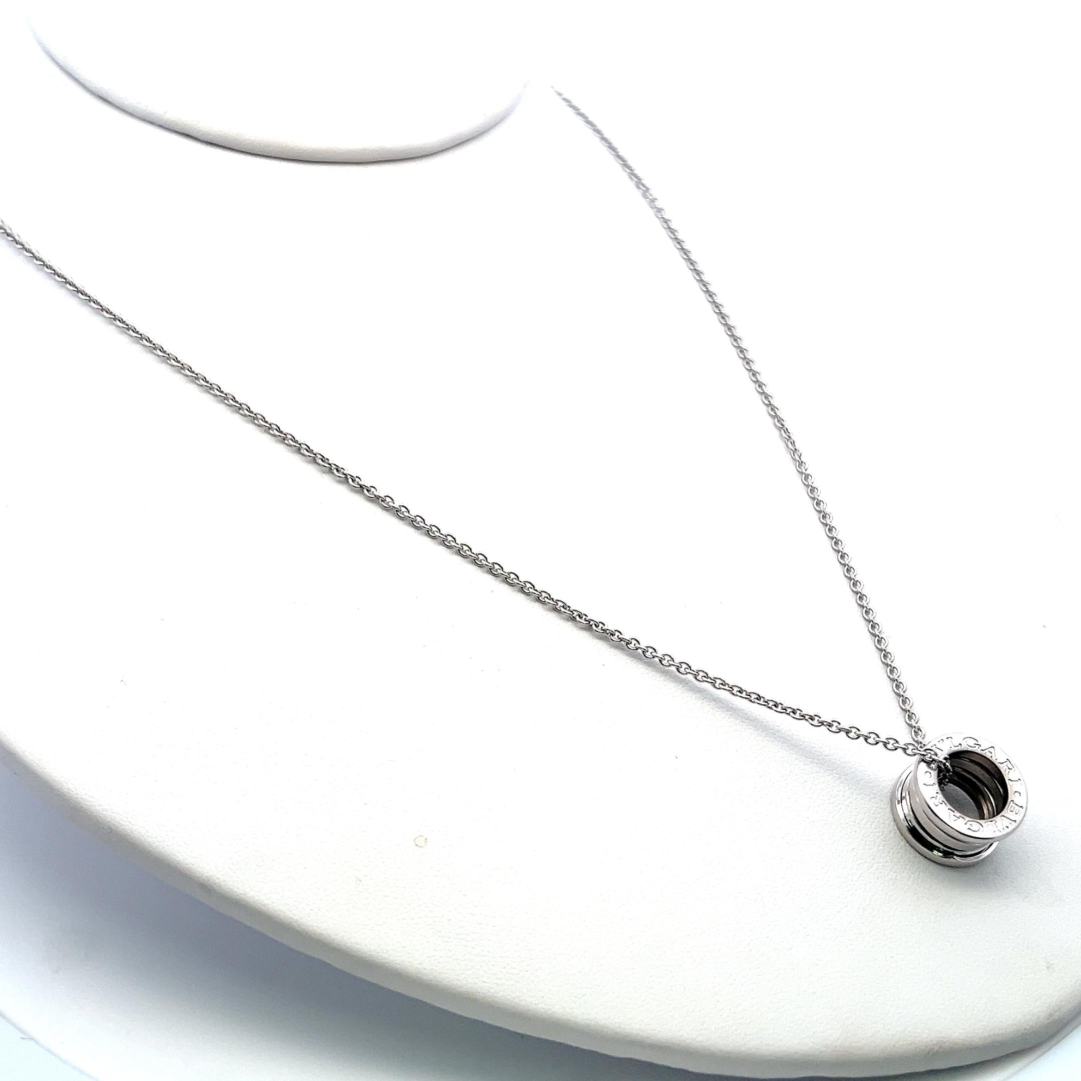 Bvlgari Vintage 18K White Gold Pendant Necklace 14.3 Grams with Certificate