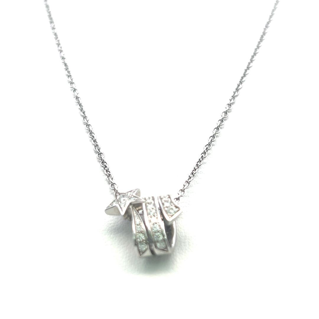 Chanel 18K White Gold Pendant Necklace with 0.24 Carat Round F VS Diamonds