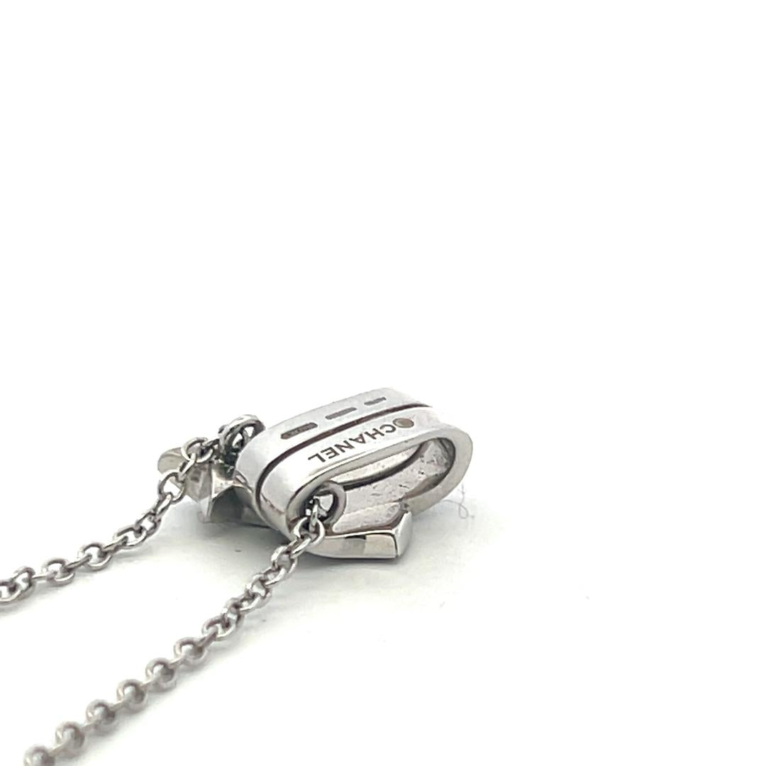 Chanel 18K White Gold Pendant Necklace with 0.24 Carat Round F VS Diamonds