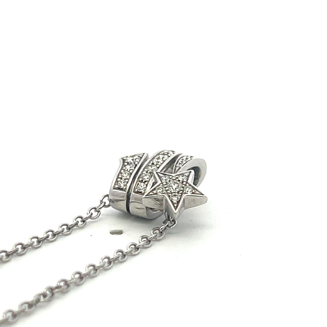 Chanel 18K White Gold Pendant Necklace with 0.24 Carat Round F VS Diamonds