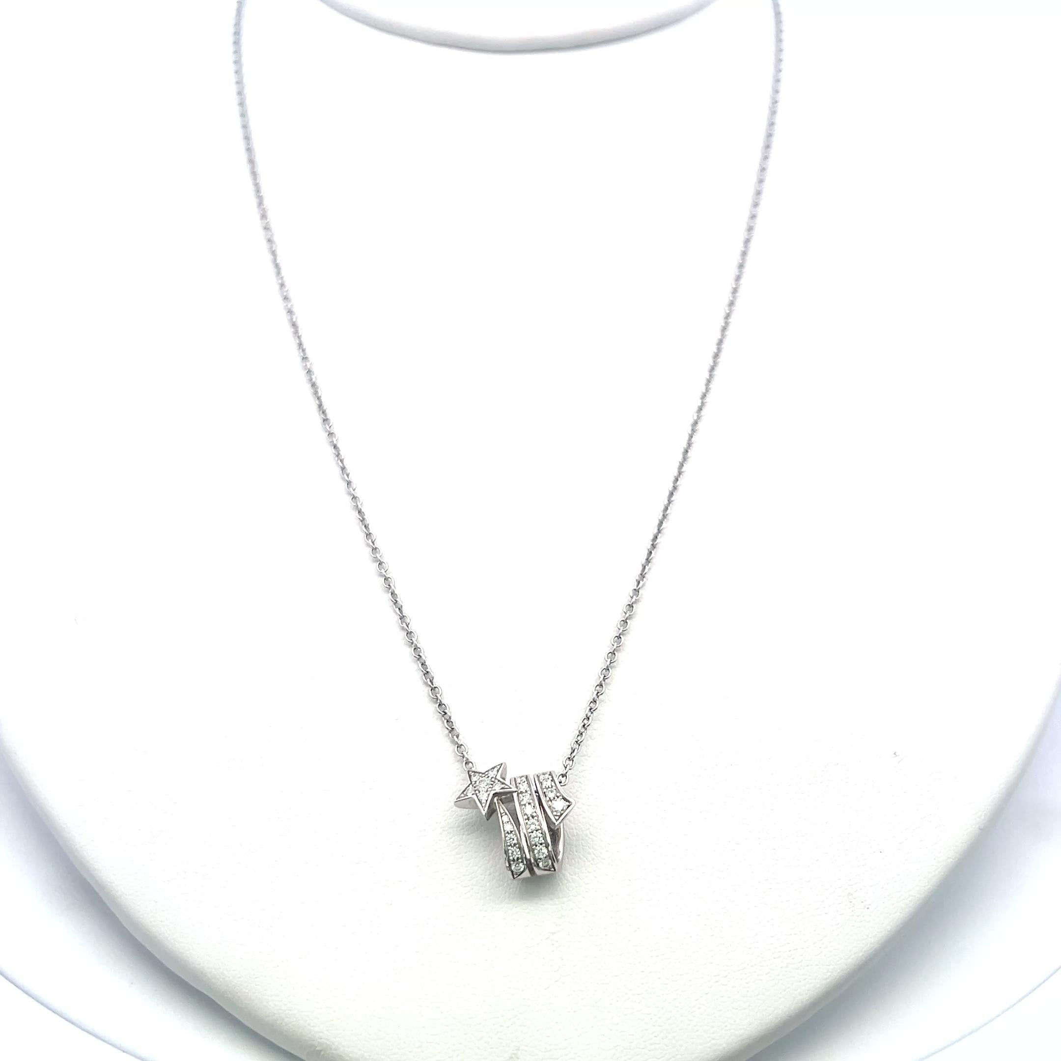 Chanel 18K White Gold Pendant Necklace with 0.24 Carat Round F VS Diamonds