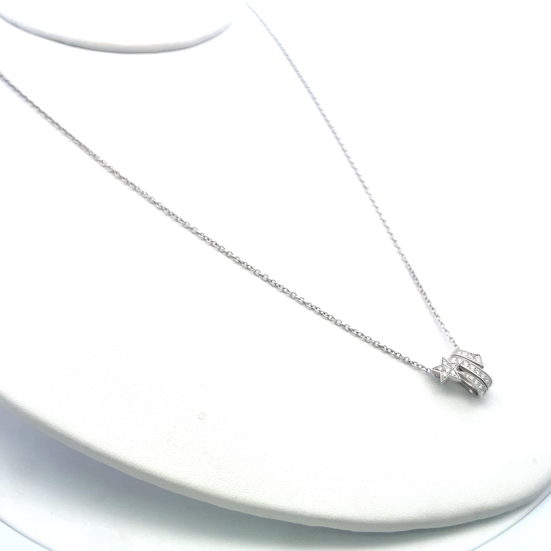 Chanel 18K White Gold Pendant Necklace with 0.24 Carat Round F VS Diamonds