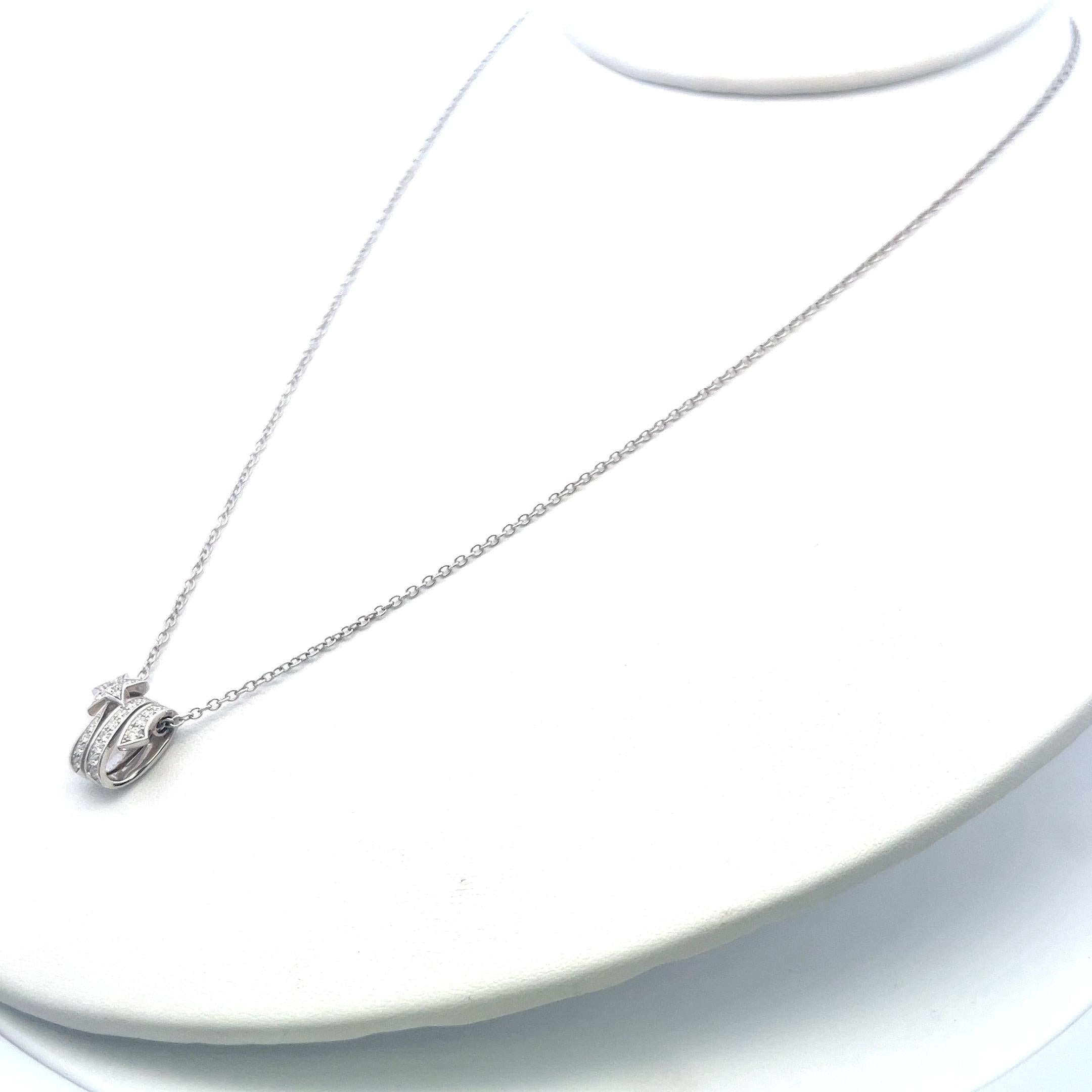 Chanel 18K White Gold Pendant Necklace with 0.24 Carat Round F VS Diamonds